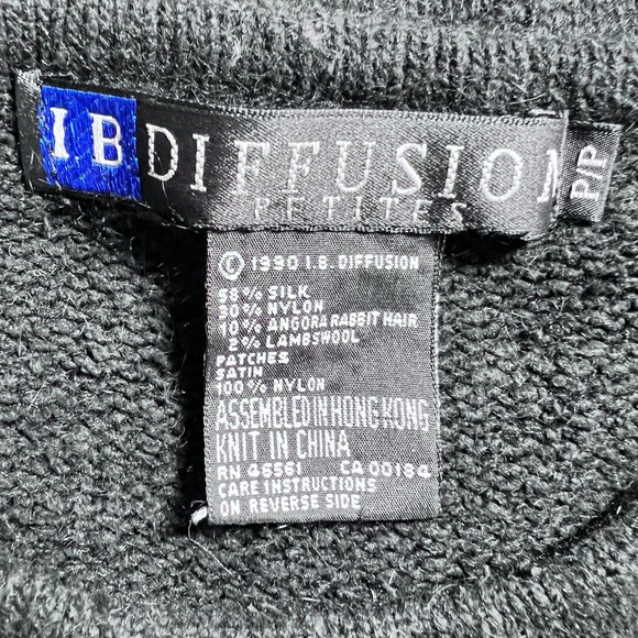 I B Diffusion Petites Vintage 90's Silk Angora Wool Beaded Sweater Size P/P - Picture 4 of 5